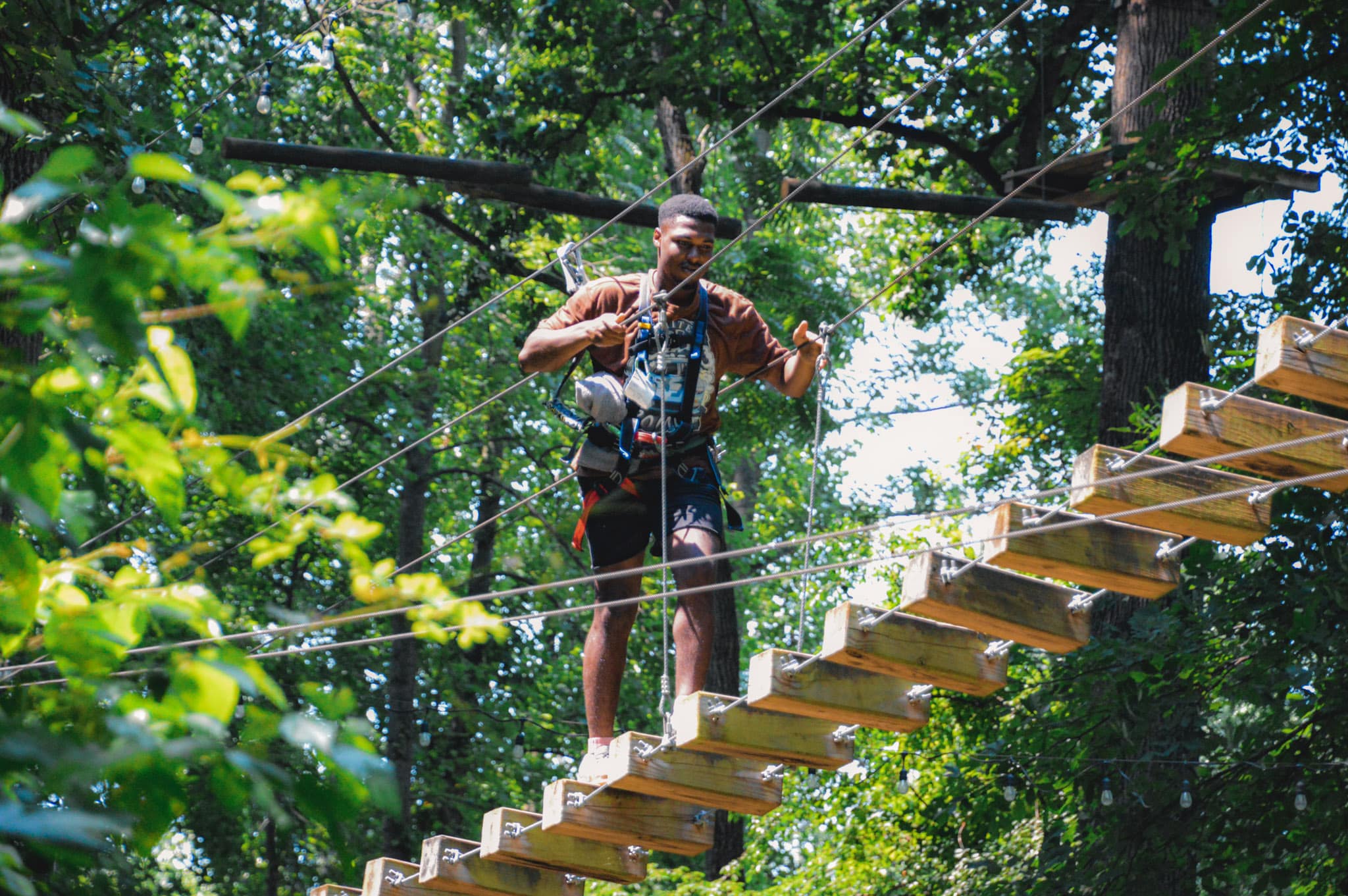 Black Male Ropes Course at Adventure Park and Sandy Spring