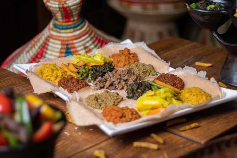 high angle shot of a plate of traditional ethiopia 2023 01 19 00 26 03 utc 768x512