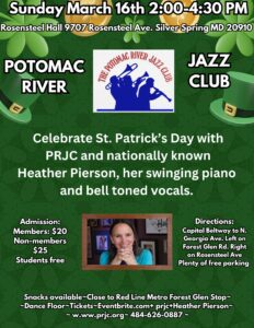 St Patrick’s Day Bash with Heather Pierson Plus sponsored by PRJC