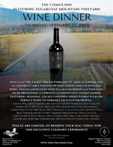 The Comus Inn Wine Dinner featuring Sugarloaf Mountain Vineyards