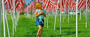 A giant display of American flags, with special events