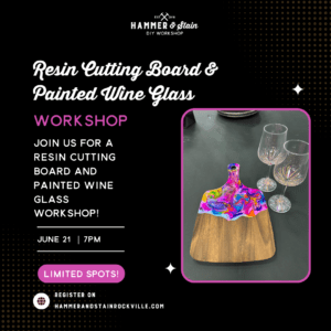 Resin Cutting Board and Painted Wine Glass