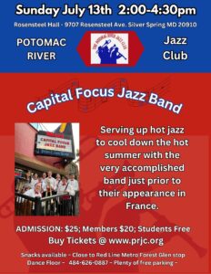 Capital Focus Jazz Band sponsored by Potomac River Jazz Club