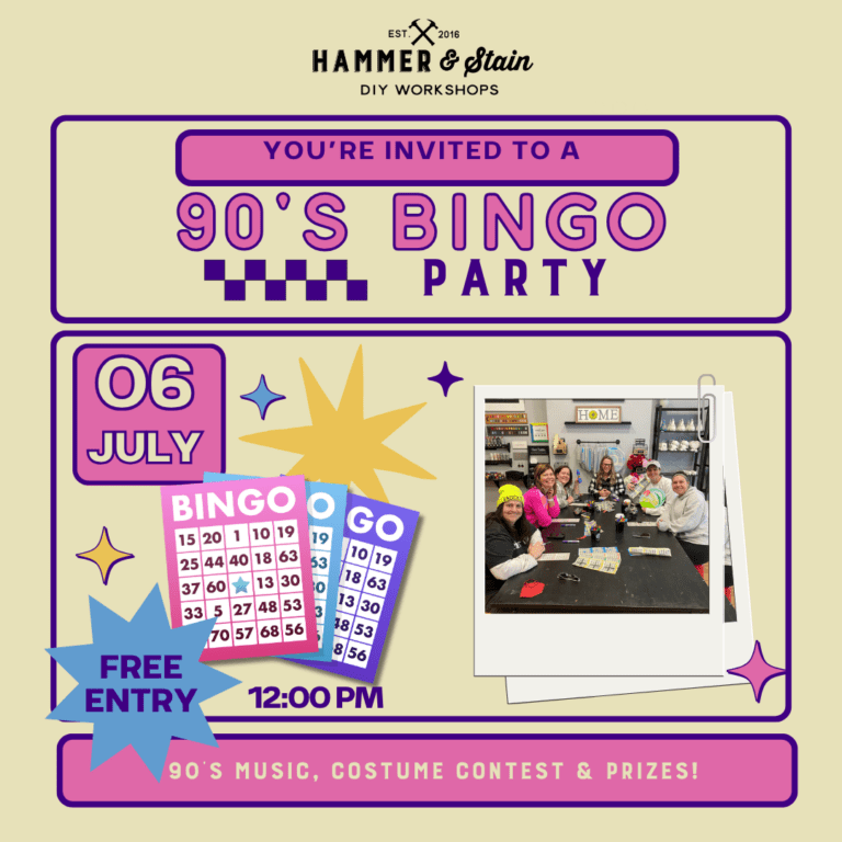 Pink And Beige Colorful 90s Retro Party Invitation 768x768