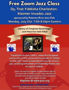 PRJC Free Jazz Zoom Talk: Oy, That Yiddish Charleston: Klezmer Invades Jazz Featuring Jazz Historians David Sager & Seth KIbel