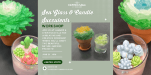 Sea. Glass & Candle Succulents