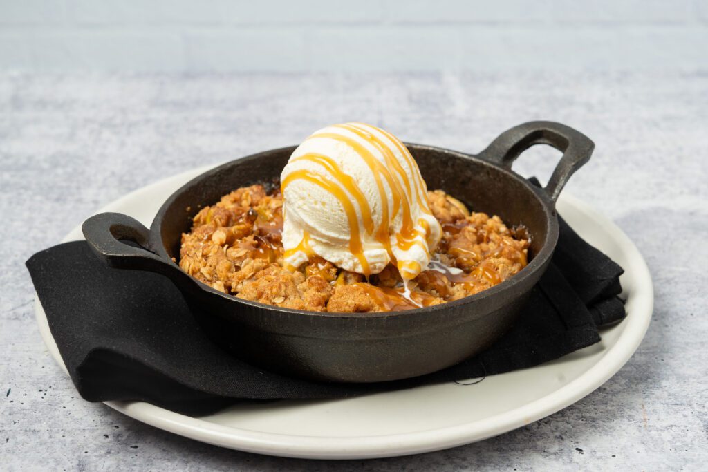 a baked apple crisp dessert from Matchbox