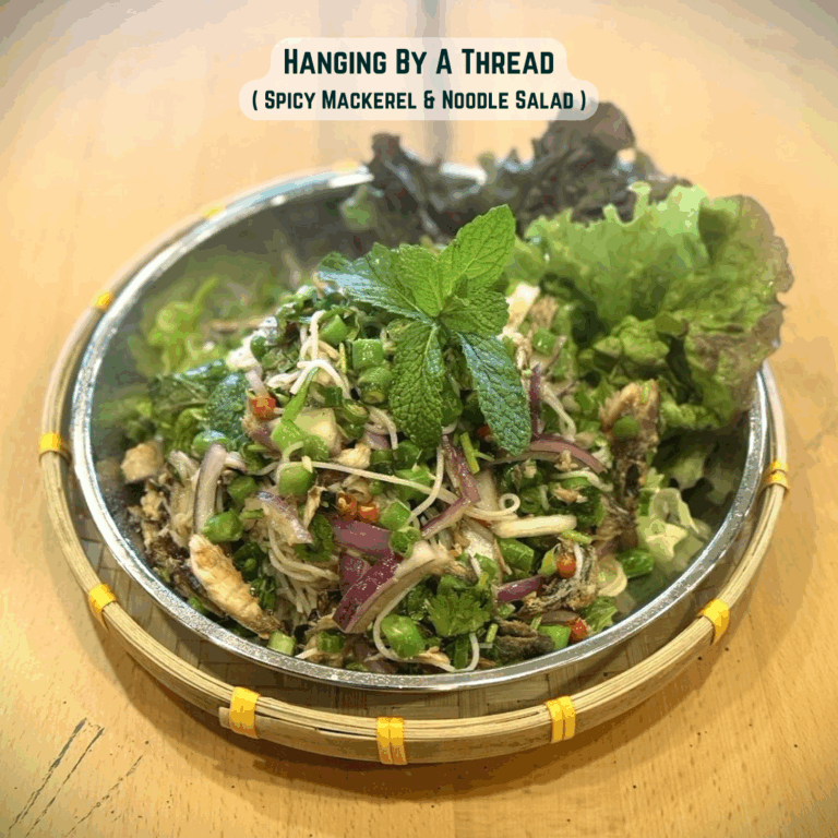 Hanging By A Thread Spicy Mackerel Zoodle with name instagram 768x768