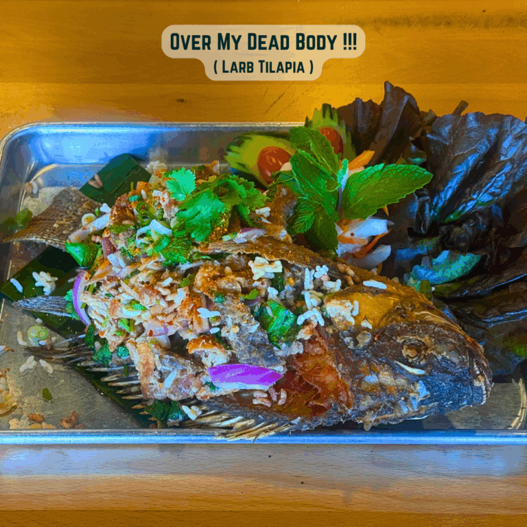 Over My Dead Body Larb Tilapia with name instagram 768x768