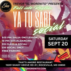 Ya Tu SABE Sept 20th (Salsa and Bachata Evening)