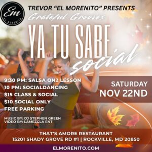 Ya Tu SABE (Salsa and Bachata Evening) Nov 22nd