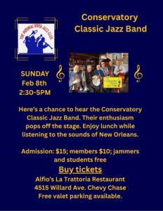 Conservatory Classic Jazz Band sponsored by Potomac River Jazz Club