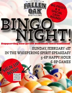 BINGO NIGHT at Fallen Oak Distilling Supporting Rukundo International