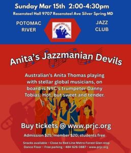 Celebrate St. Patty’s Day with Anita’s Jazzmanian Devils Jazz Band sponsored by PRJC