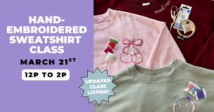 Hand-Embroidered Smiley Face Sweatshirt Class