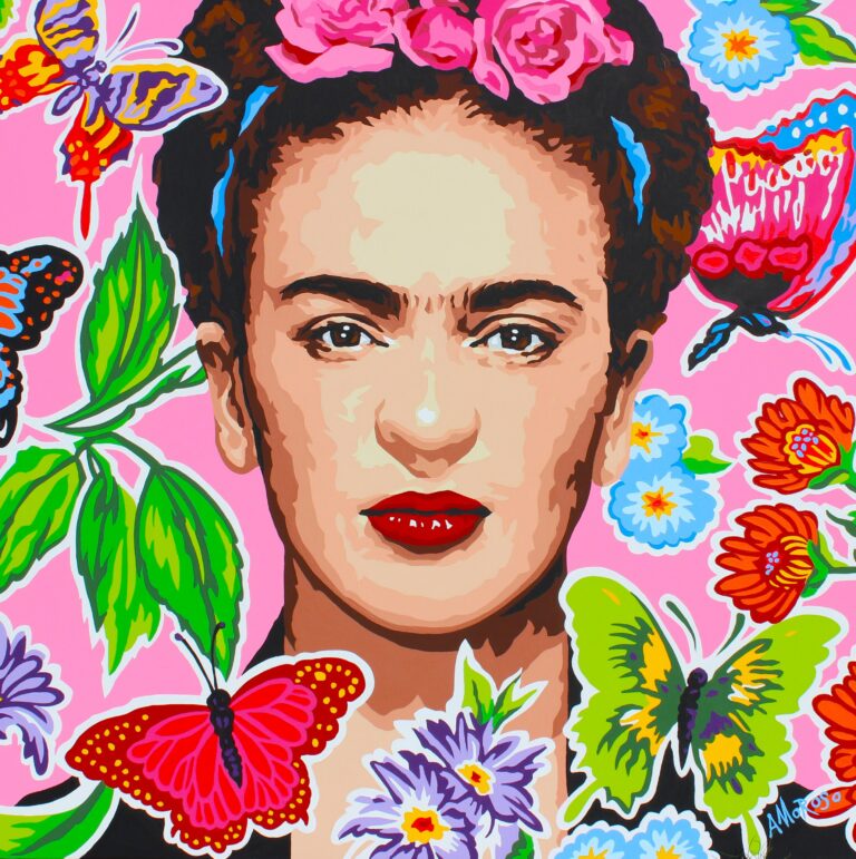 Frida Kahlo with Mexican Oilcloth by David Amoroso