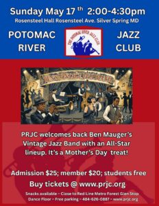 A Salute to Moms : Ben Mauger’s Vintage Jazz Band sponsored by Potomac River Jazz Club